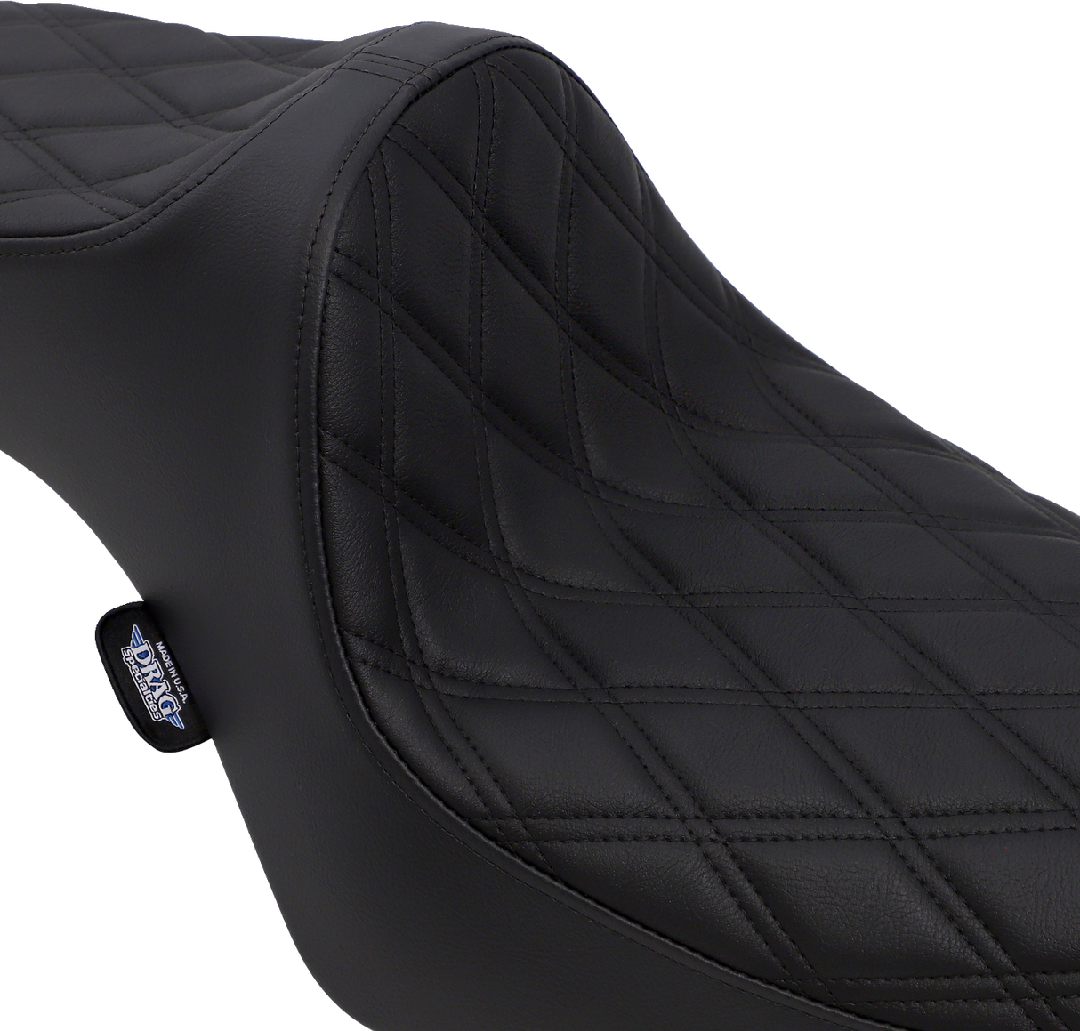Asiento Predator III de DRAG SPECIALTIES - Doble diamante - Costuras negras SIN PARACHOQUES DE GOMA 0804-0732
