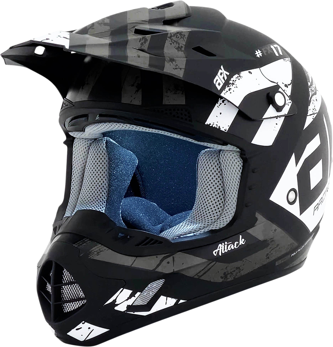 AFX FX-17 Motorcycle Helmet - Attack - Matte Black/Silver - XS 0110-7142