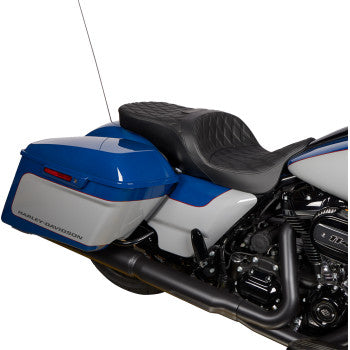 DRAG SPECIALTIES Freedom Seat - Vinyl - Double Diamond Black Stitch - FLH '09-'23 0801-1481