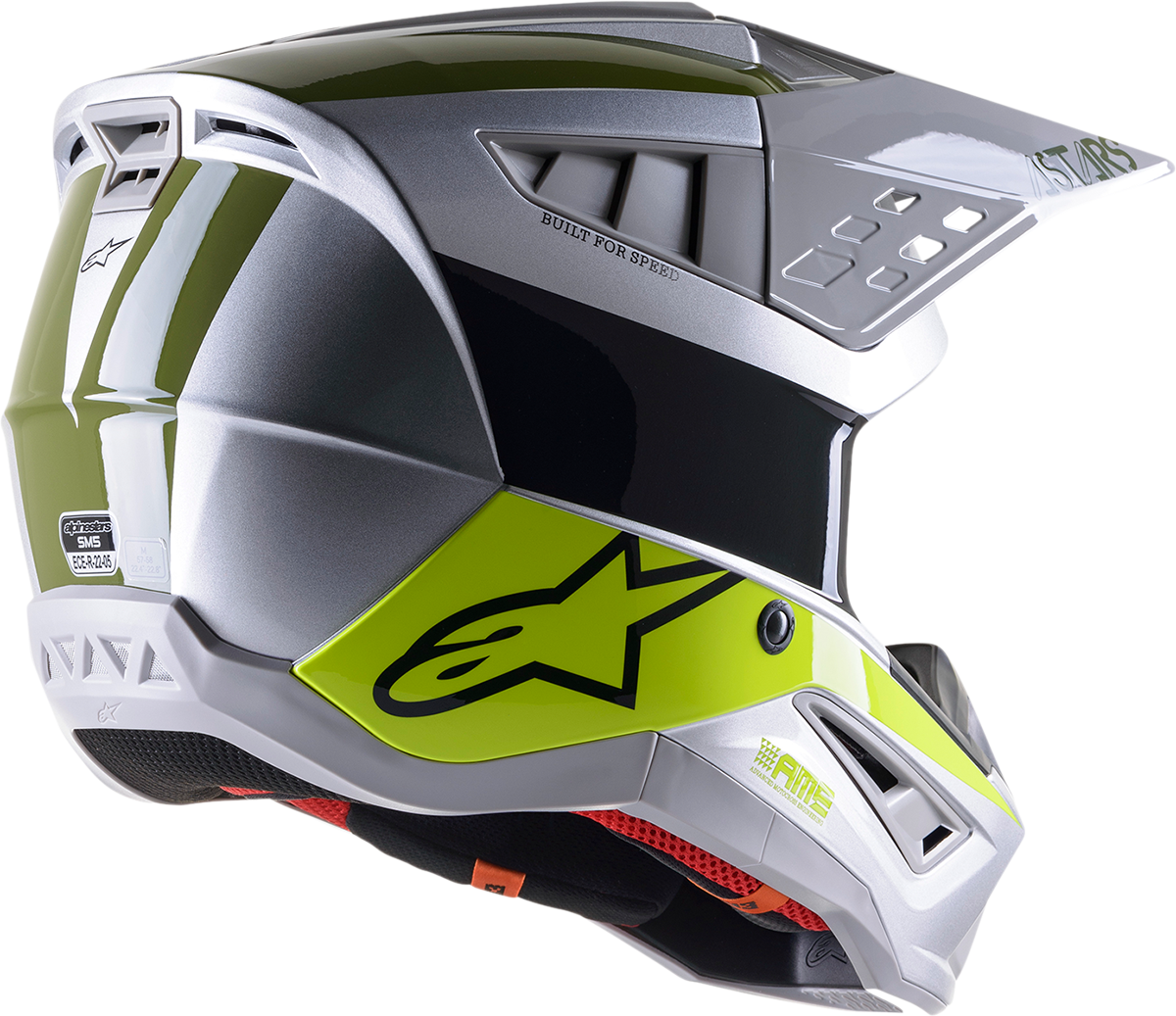 Casco de motocicleta ALPINESTARS SM5 - Bond - Plata/Amarillo/Verde - 2XL 8303522-1956-2X
