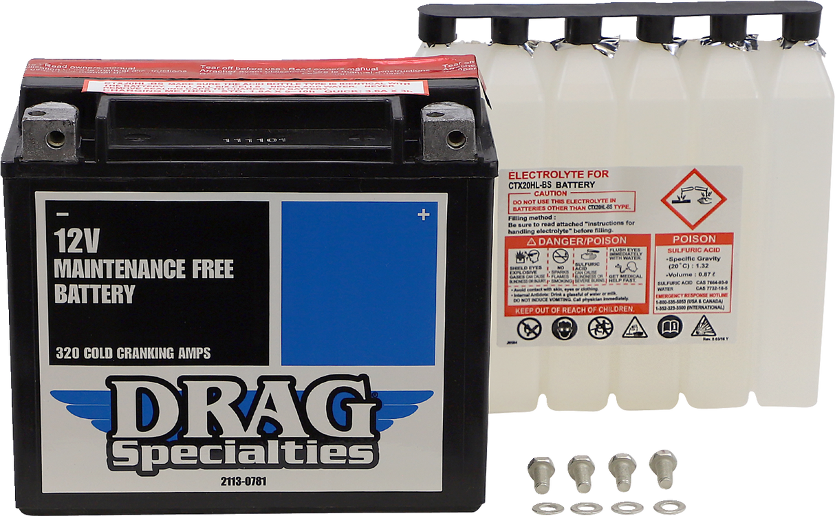 Batería AGM sin mantenimiento DRAG SPECIALTIES - YTX20HLBSFT para Harley CTX20HL-BS FT