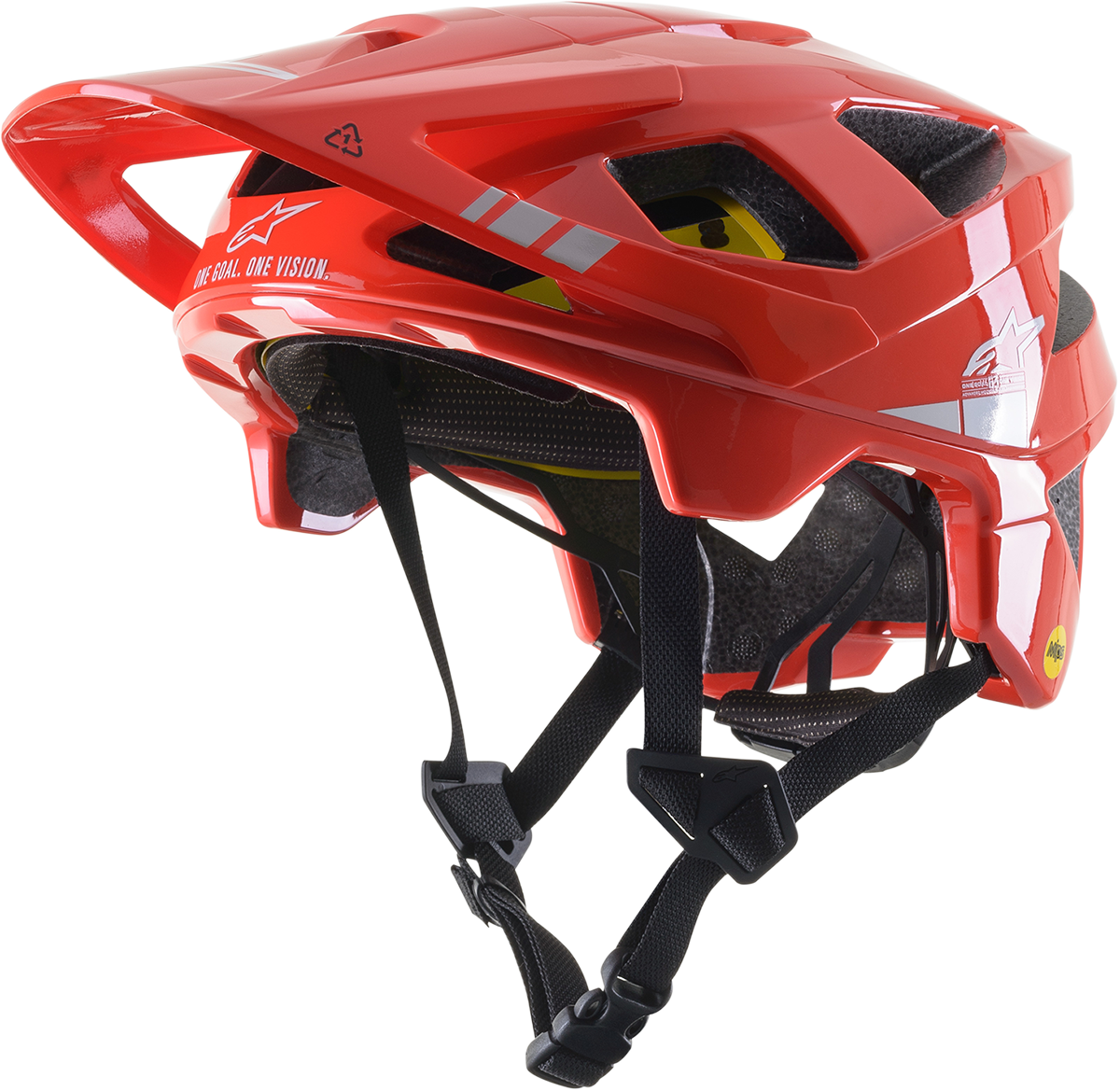 Casco de bicicleta ALPINESTARS Vector Tech - Rojo brillante/Gris claro brillante - MIPS® - Pequeño 8700721-3199-SM
