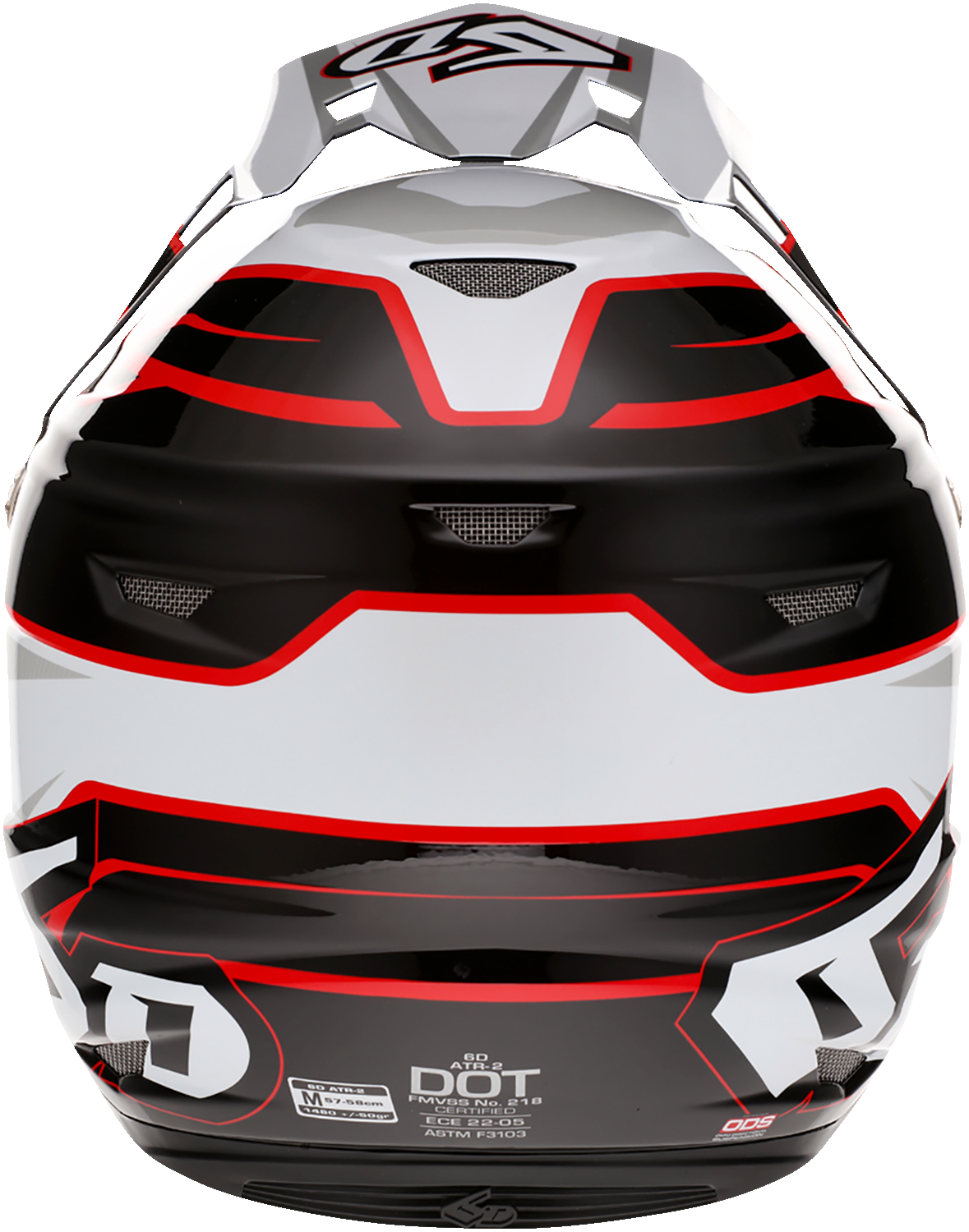 6D ATR-2 Motorcycle Helmet - Phase - White/Red - Small 12-2835