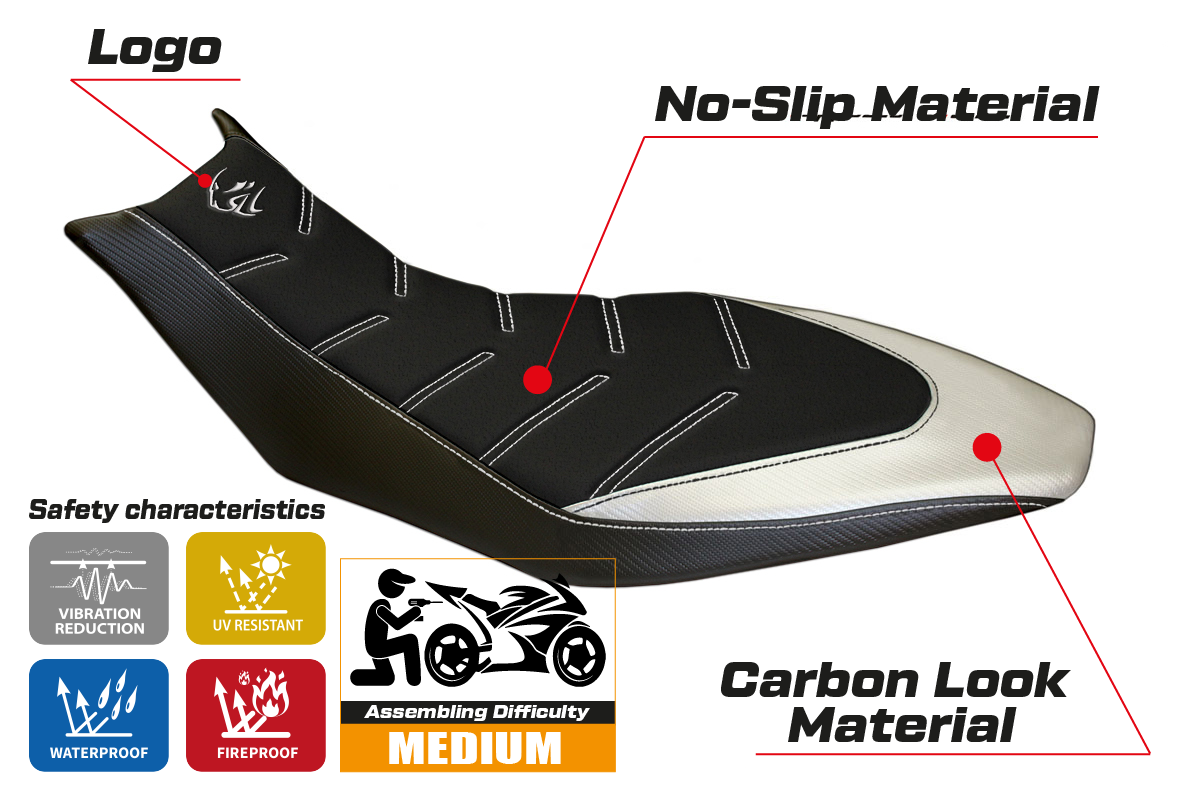 Aprilia Dorsoduro 750 900 1200 2010-2020 Seat Cover Tappezzeria Italia TPZ Ultragrip in White