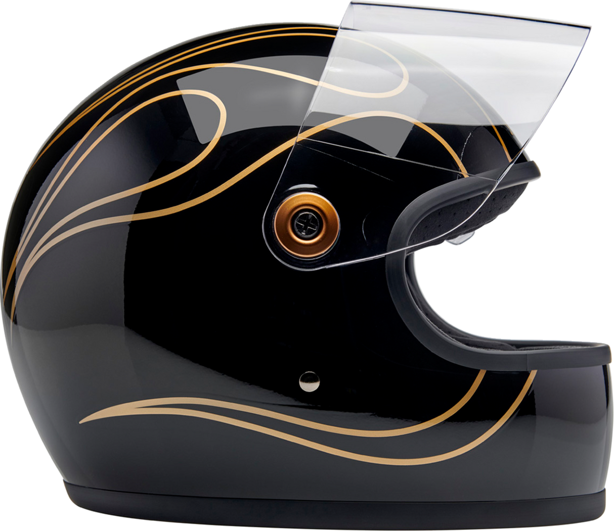 Casco BILTWELL Gringo S - Llamas negras brillantes - Mediano 1003-567-503