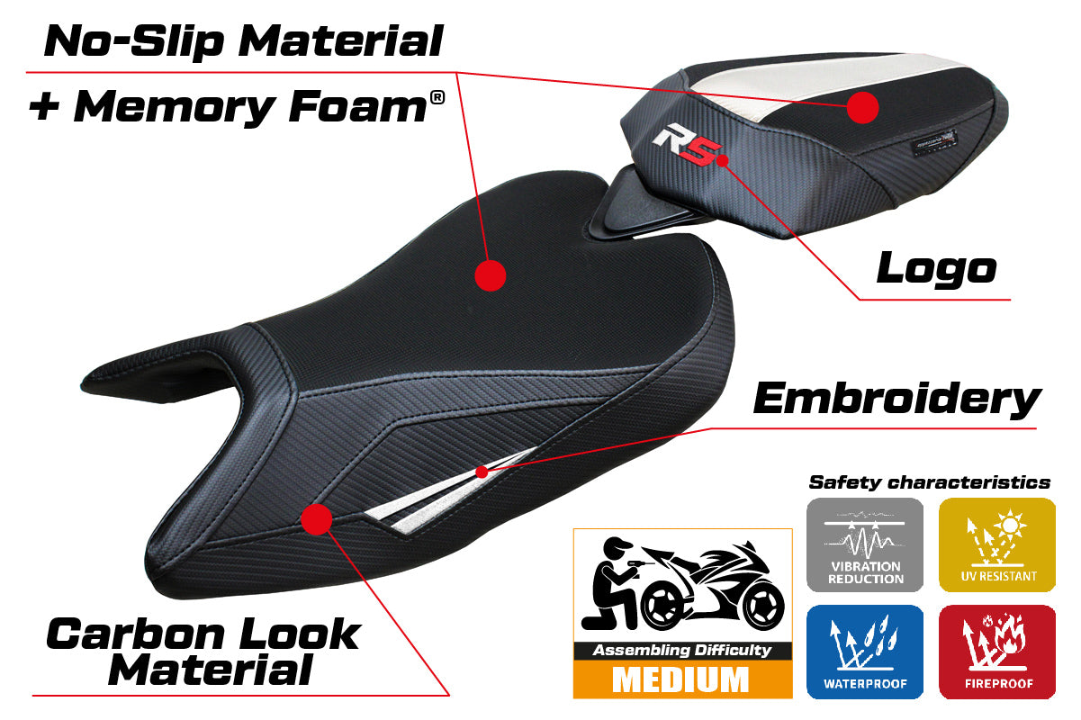 Aprilia RS 457 2023-2025 Seat Cover Tappezzeria Italia TPZ Comfort in White and Black