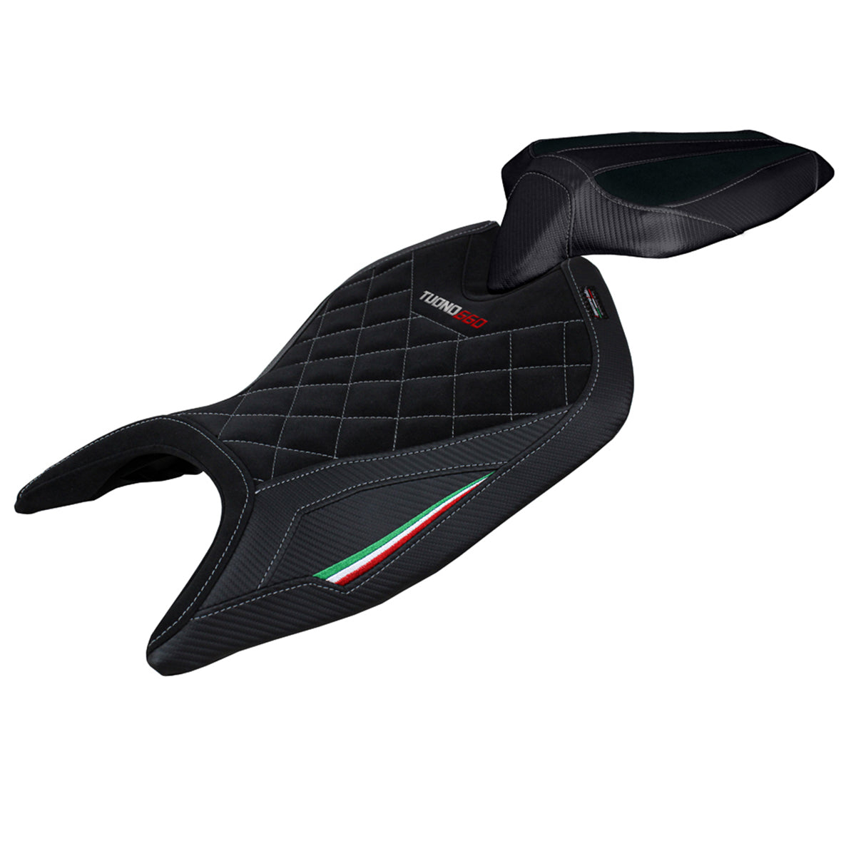 Aprilia Tuono 660 2021-2024 Seat Cover Tappezzeria Italia TPZ Velvet in Italy Flag Black