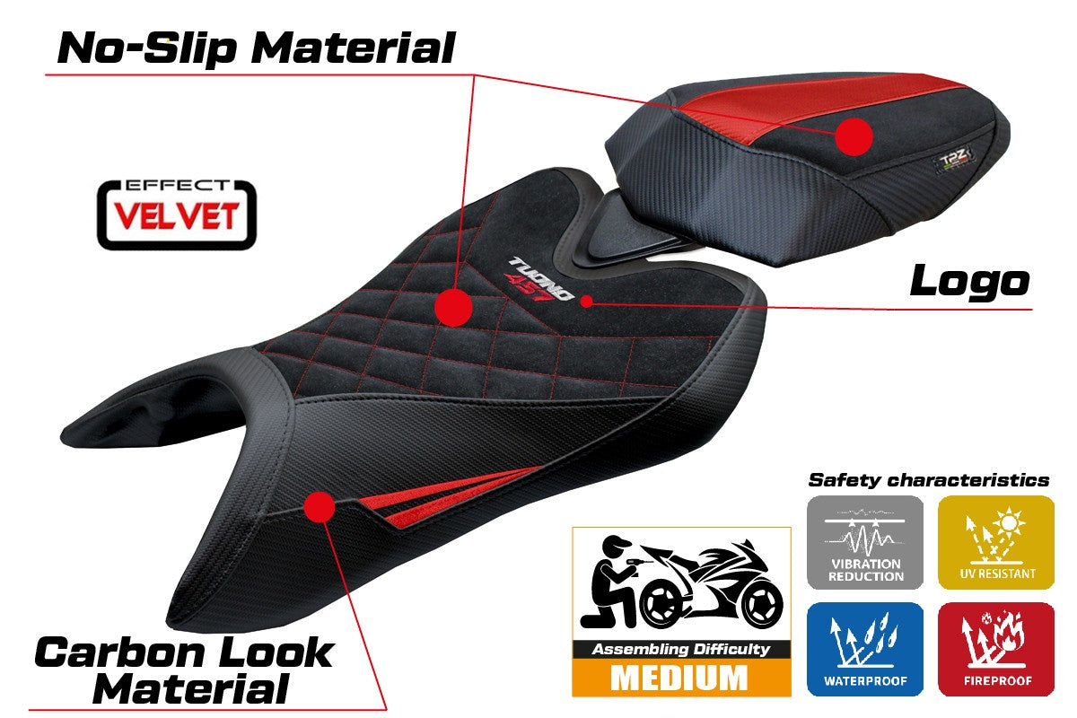 Aprilia Tuono 457 2025-2026 Seat Cover TPZ Italia Velvet Special Edition Red Black