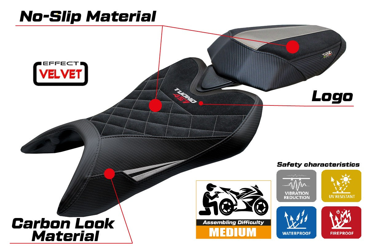 Aprilia Tuono 457 2025-2026 Seat Cover TPZ Italia Velvet Special Edition Silver Blk