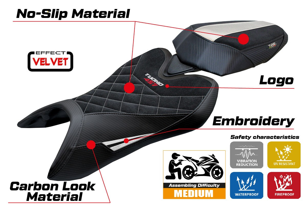 Aprilia Tuono 457 2025-2026 Seat Cover TPZ Italia Velvet Special Edition White Black