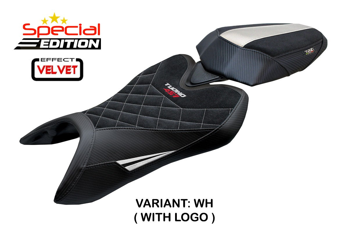 Aprilia Tuono 457 2025-2026 Seat Cover TPZ Italia Velvet Special Edition White Black