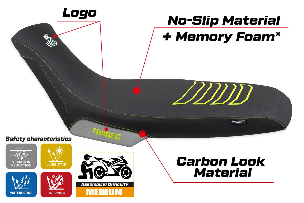 Aprilia Tuareg 660 2021-2026 Seat Cover TPZ Italia Comfort Silver Yellow