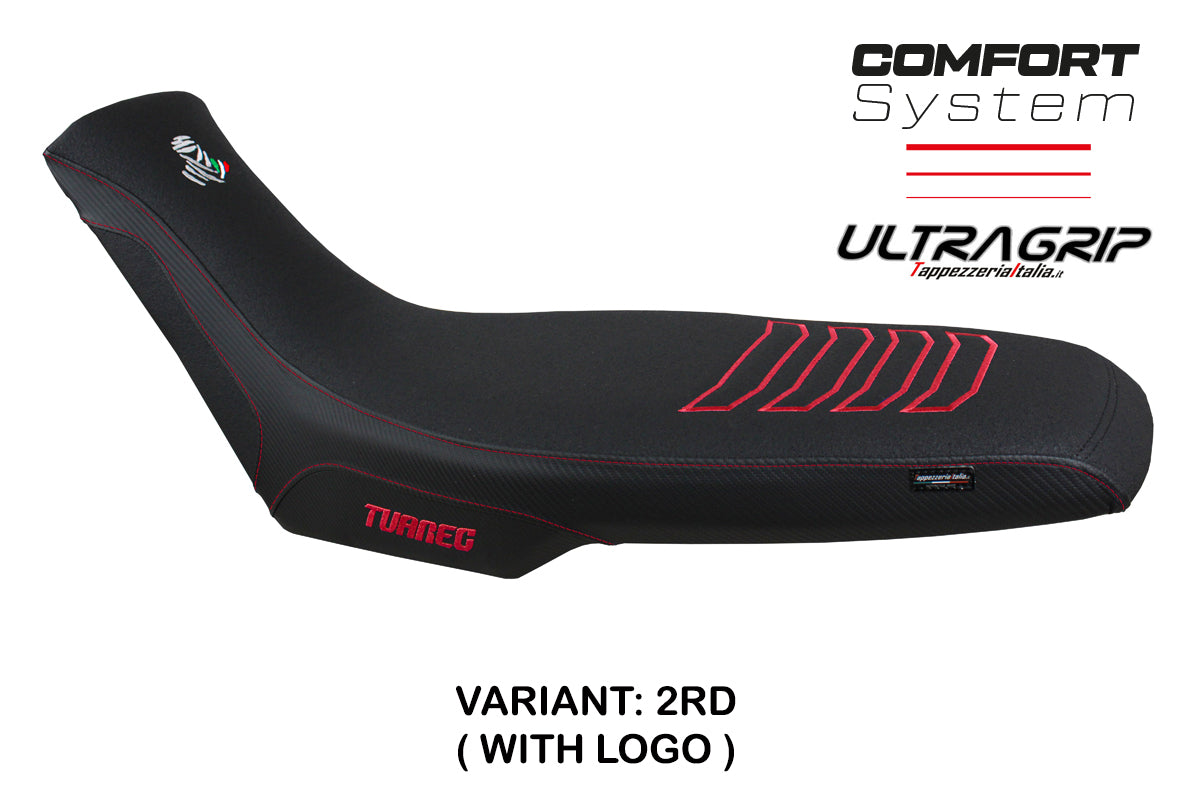 Funda de asiento Aprilia Tuareg 660 2021-2025 Tappezzeria Italia TPZ Comfort Ultragrip en rojo y negro
