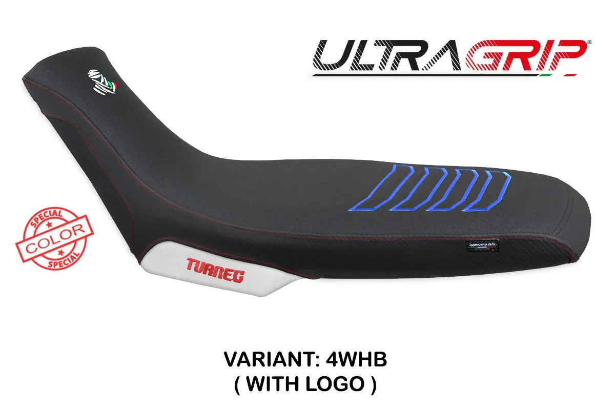 Aprilia Tuareg 660 2021-2026 Seat Cover TPZ Italia Ultragrip White blue