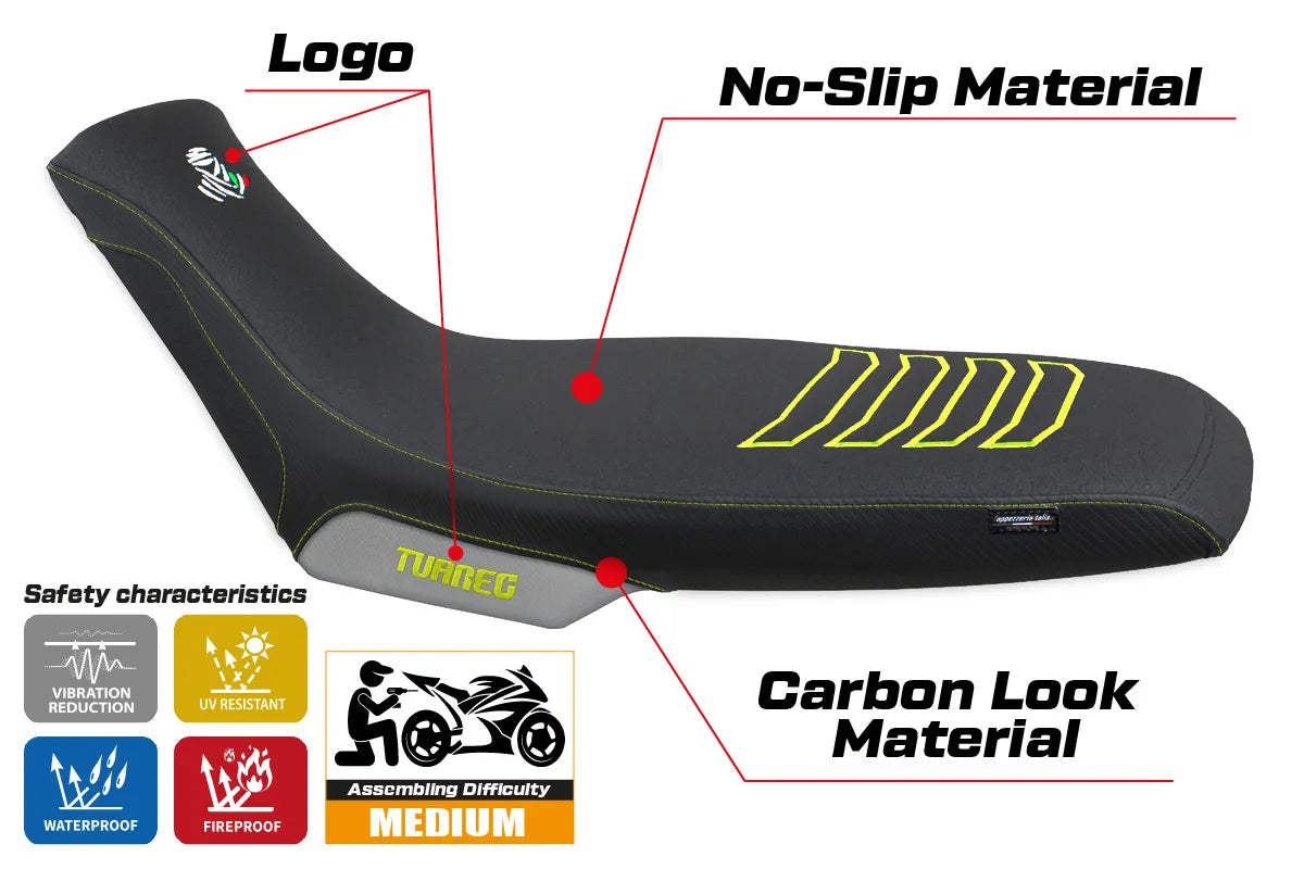 Aprilia Tuareg 660 2021-2026 Seat Cover TPZ Italia Ultragrip Silver Yellow