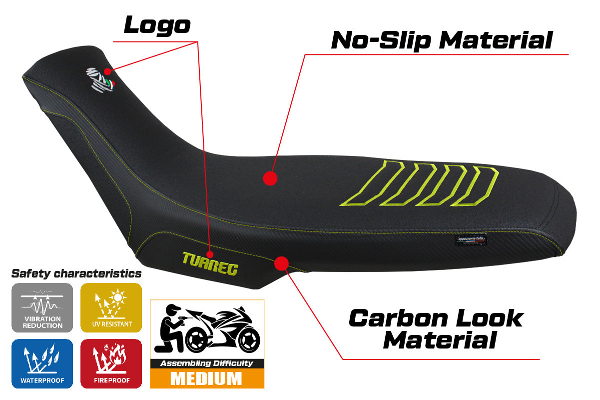 Aprilia Tuareg 660 2021-2025 Seat Cover Tappezzeria Italia TPZ Ultragrip in Yellow and Black