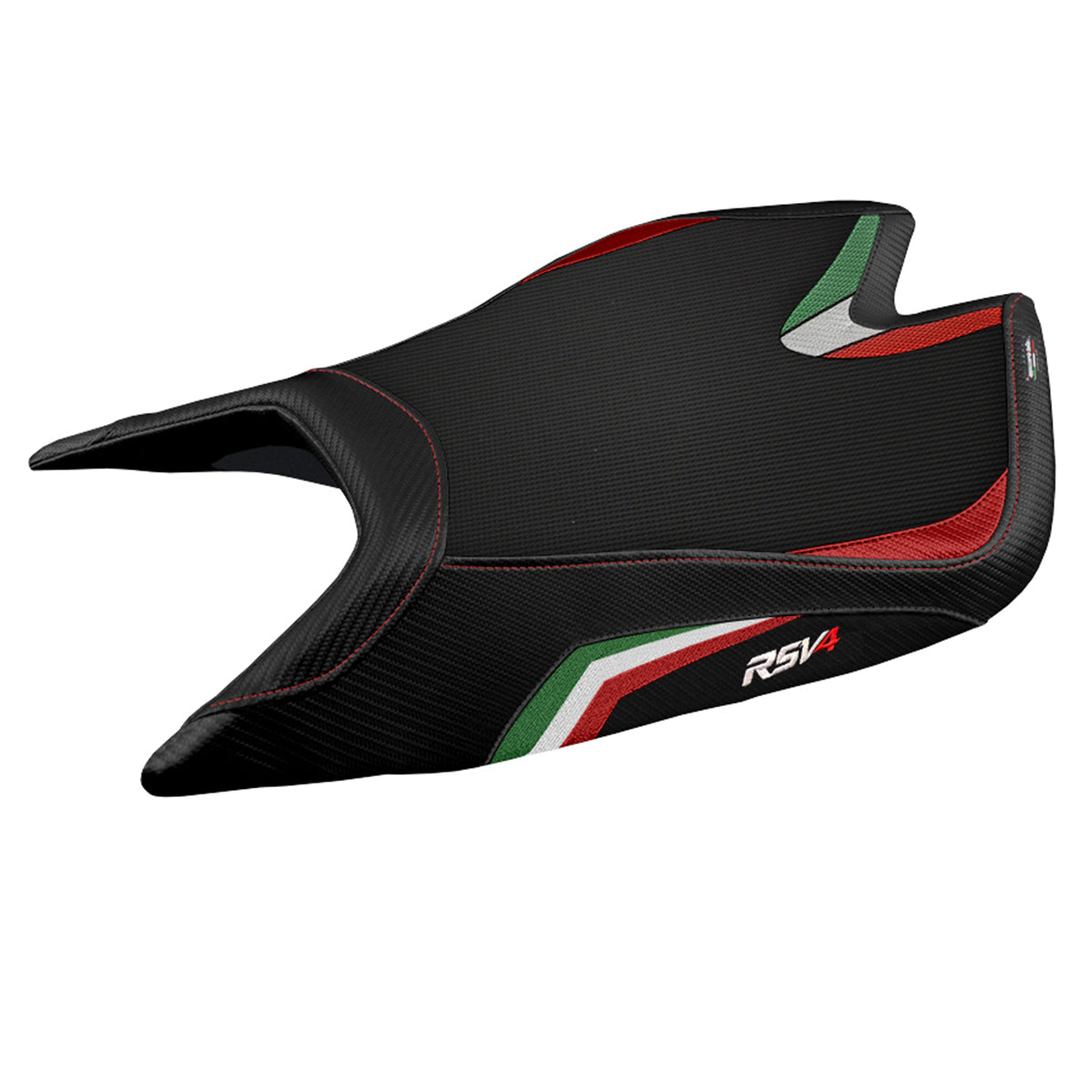 Funda de asiento Aprilia RSV4 2021-2025 Tappezzeria Italia TPZ Comfort con bandera de Italia negra