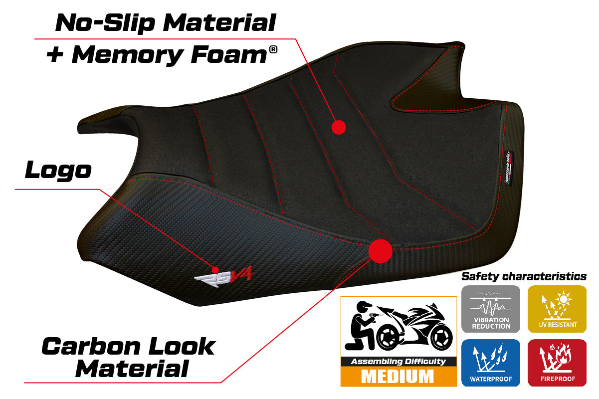 Funda de asiento Aprilia RSV4 2009-2020 Tappezzeria Italia TPZ Comfort Ultragrip en negro