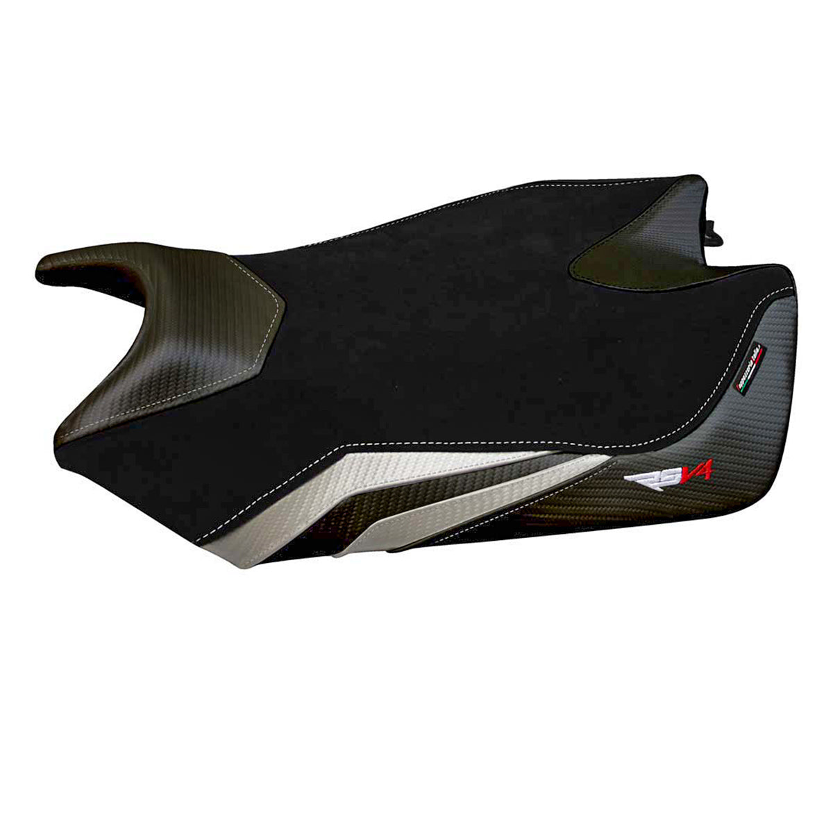 Aprilia RSV4 2009-2020 Seat Cover Tappezzeria Italia TPZ Velvet in White and Black