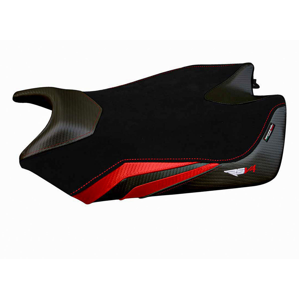 Funda de asiento Aprilia RSV4 2009-2020 Tappezzeria Italia TPZ en terciopelo rojo y negro