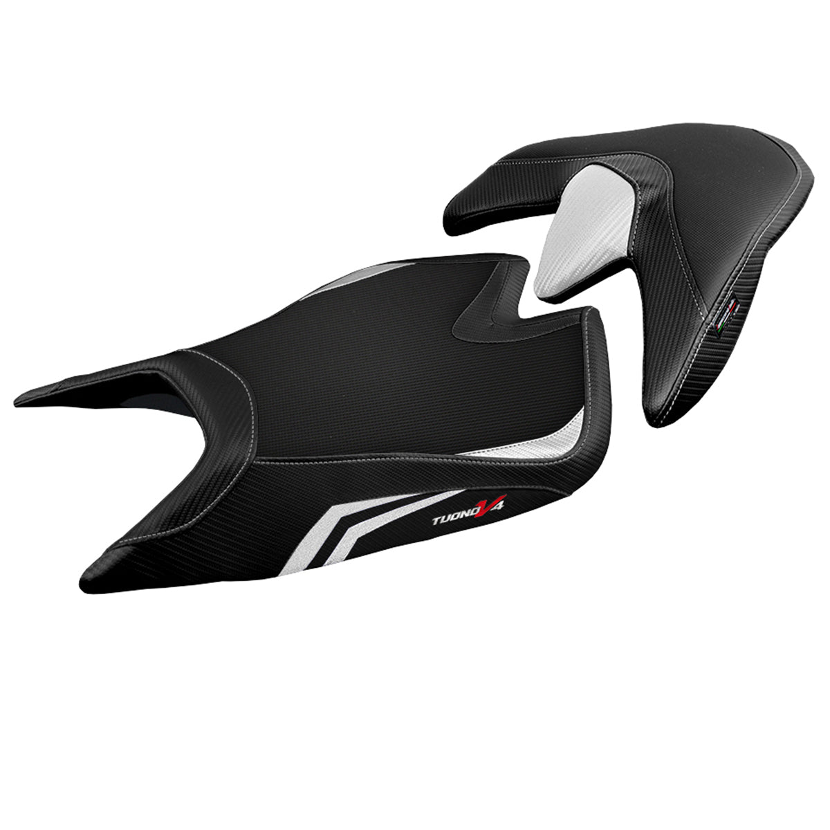 Funda de asiento Aprilia Tuono V4 2021-2025 Tappezzeria Italia TPZ Comfort en blanco y negro