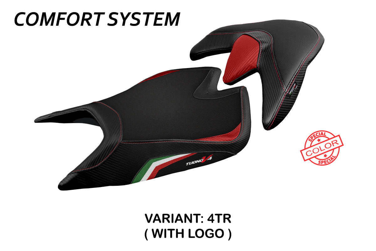 Funda de asiento Aprilia Tuono V4 2021-2025 Tappezzeria Italia TPZ Comfort Bandera de Italia en Negro