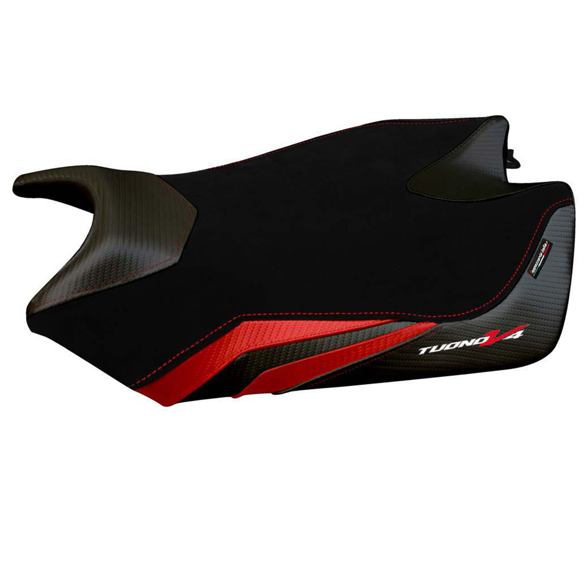 Funda de asiento Aprilia Tuono V4 2011-2020 Tappezzeria Italia TPZ en terciopelo rojo y negro