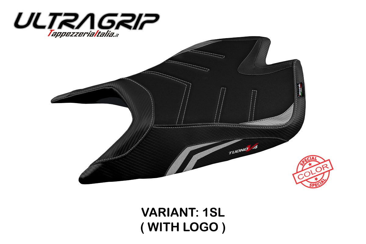 Aprilia Tuono V4 Factory 2021-2025 Seat Cover Tappezzeria Italia TPZ Ultragrip in Silver and Black