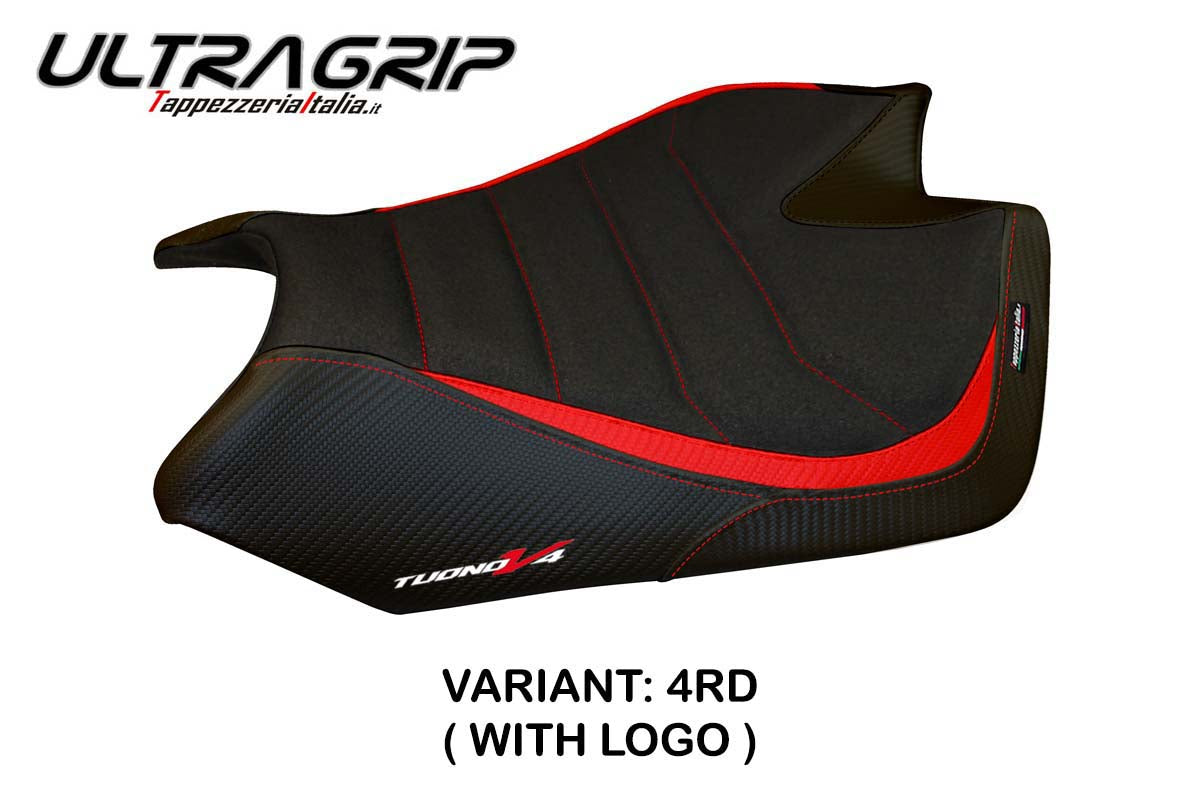 Funda de asiento Aprilia Tuono V4 2011-2020 Tappezzeria Italia TPZ Ultragrip en rojo y negro