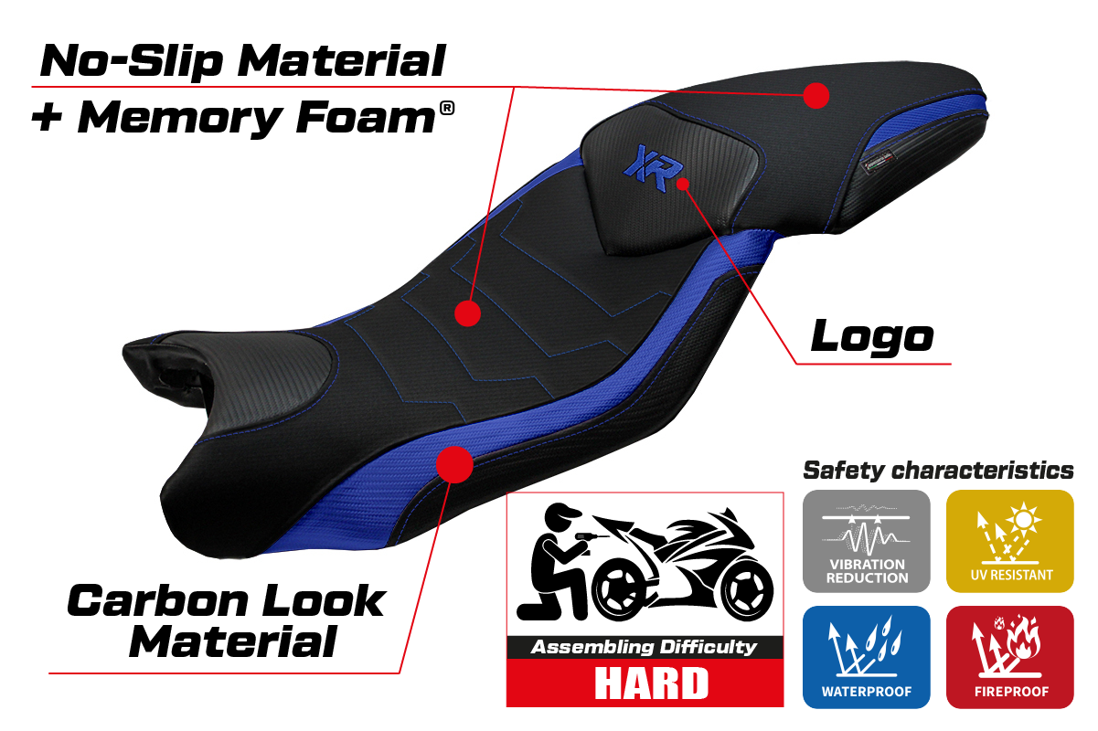 BMW S1000XR 2015-2019 Seat Cover Tappezzeria Italia TPZ Comfort in Blue and Black