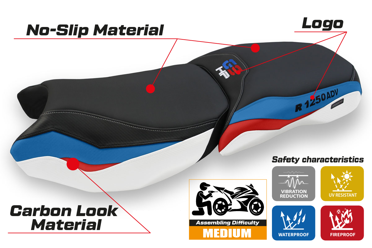 BMW R1250GS Adventure 2019-2024 Seat Cover Tappezzeria Italia TPZ in White HP SE