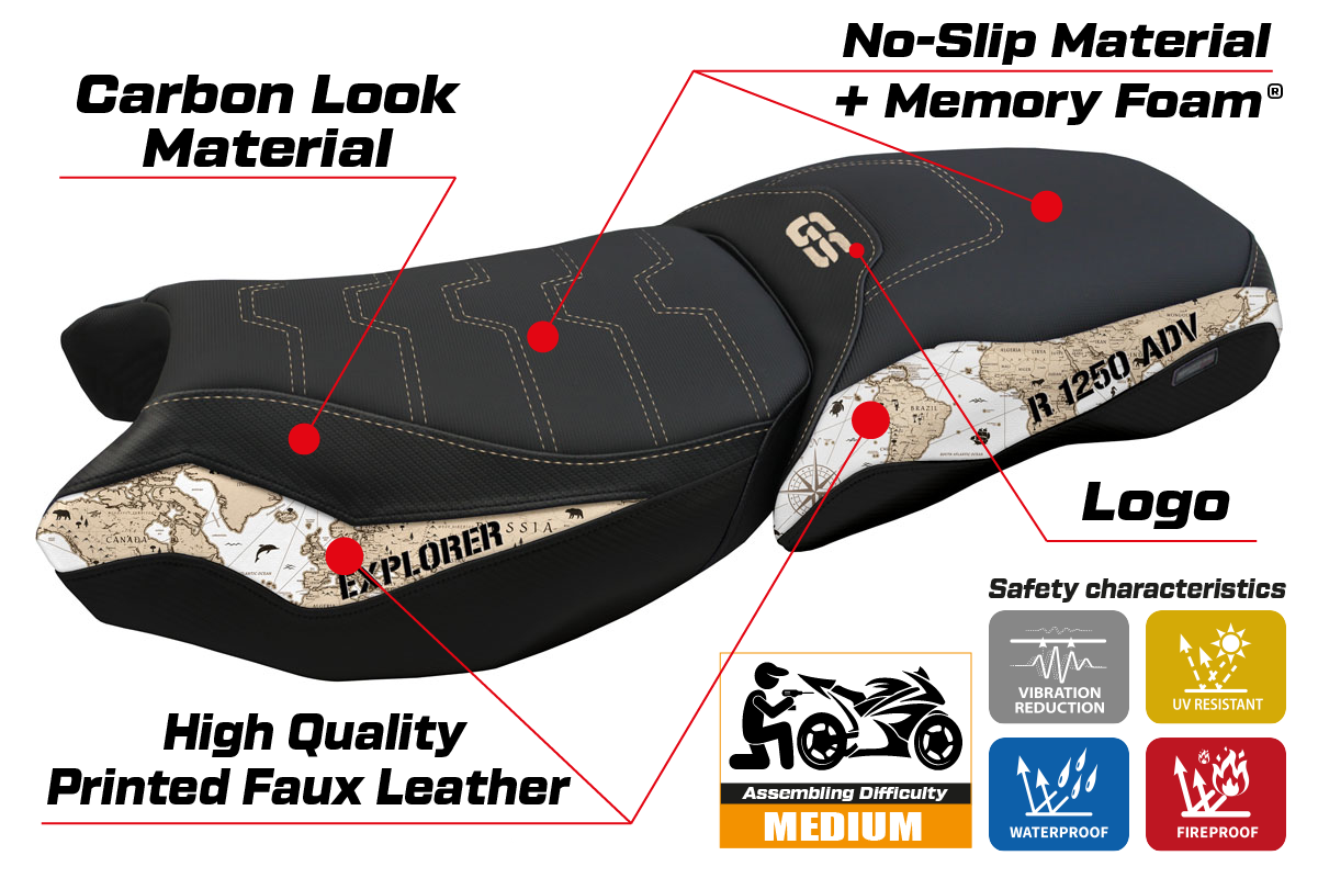 BMW R1250GS Adventure 2019-2024 Seat Cover Tappezzeria Italia TPZ Comfort in Maps SE