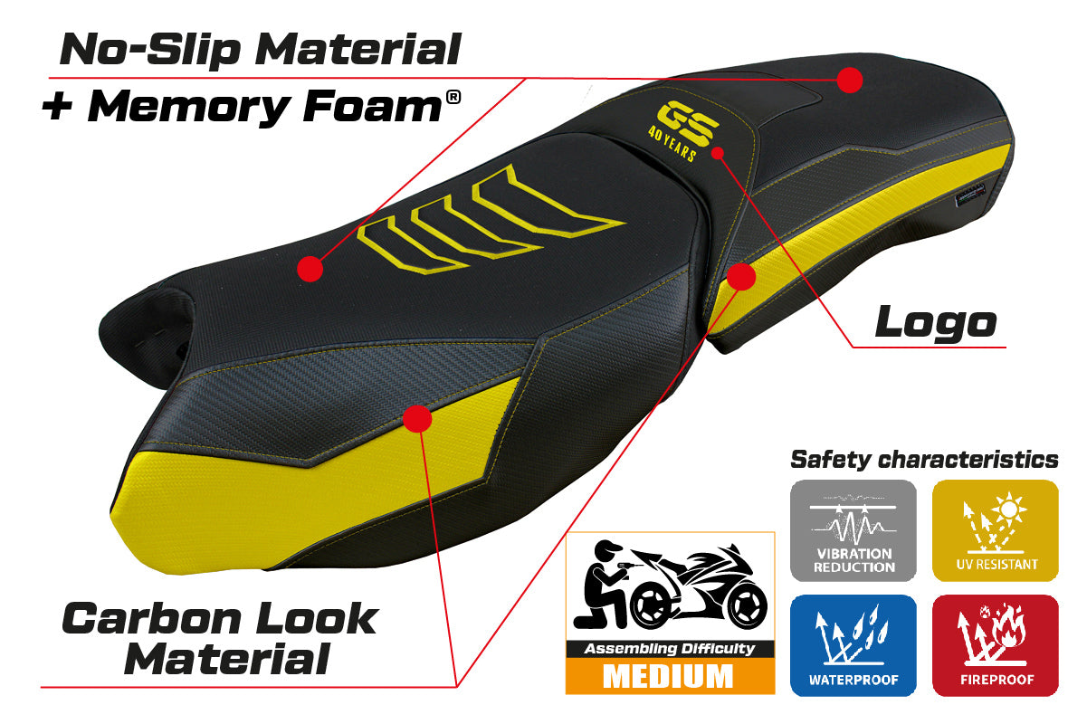 BMW R1250GS Adventure 2019-2024 Seat Cover Tappezzeria Italia TPZ Comfort in Yellow and Black