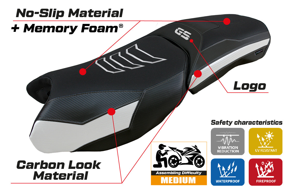 BMW R1250GS Adventure 2019-2024 Seat Cover Tappezzeria Italia TPZ Comfort in White and Black