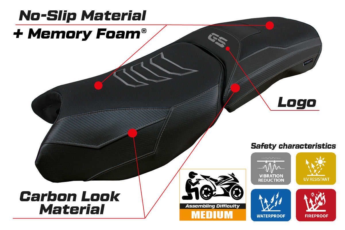 BMW R1250GS Adventure 2019-2024 Seat Cover Tappezzeria Italia TPZ Comfort in Black Carbon