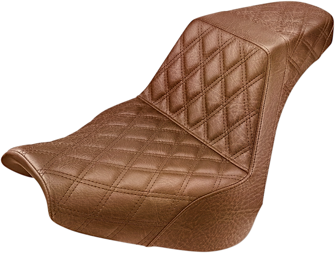 Asiento SADDLEMEN Step-Up - Costura de celosía completa - Marrón - FXBR/S 818-31-175BR