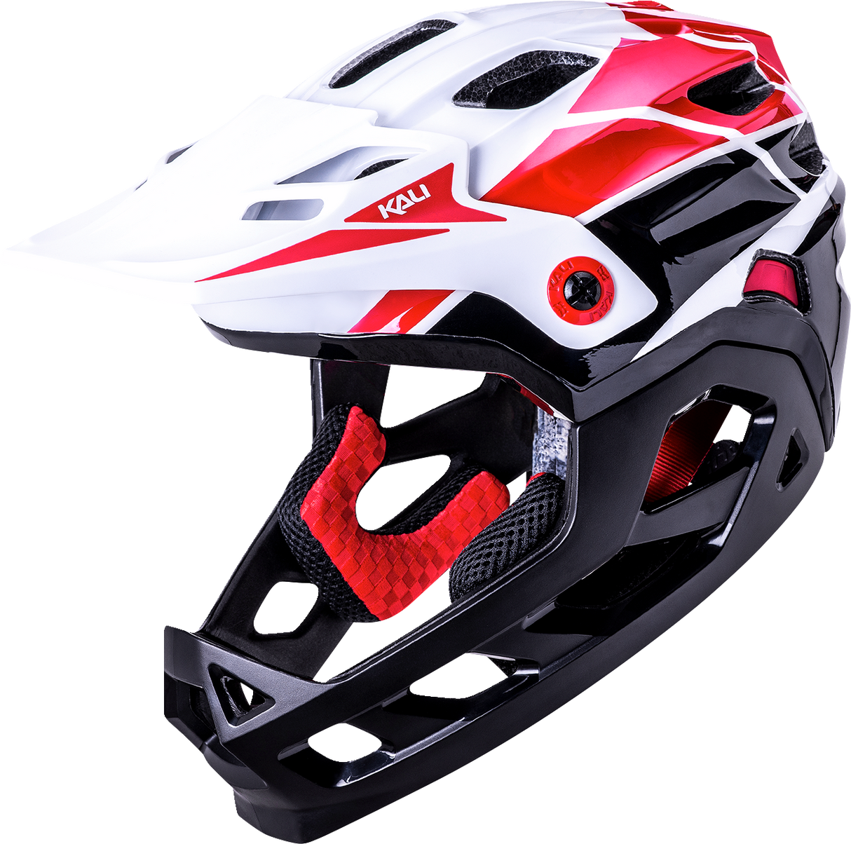 Casco integral de bicicleta KALI Maya para niños - Carrera - Blanco brillante/Rojo/Negro 0221922112