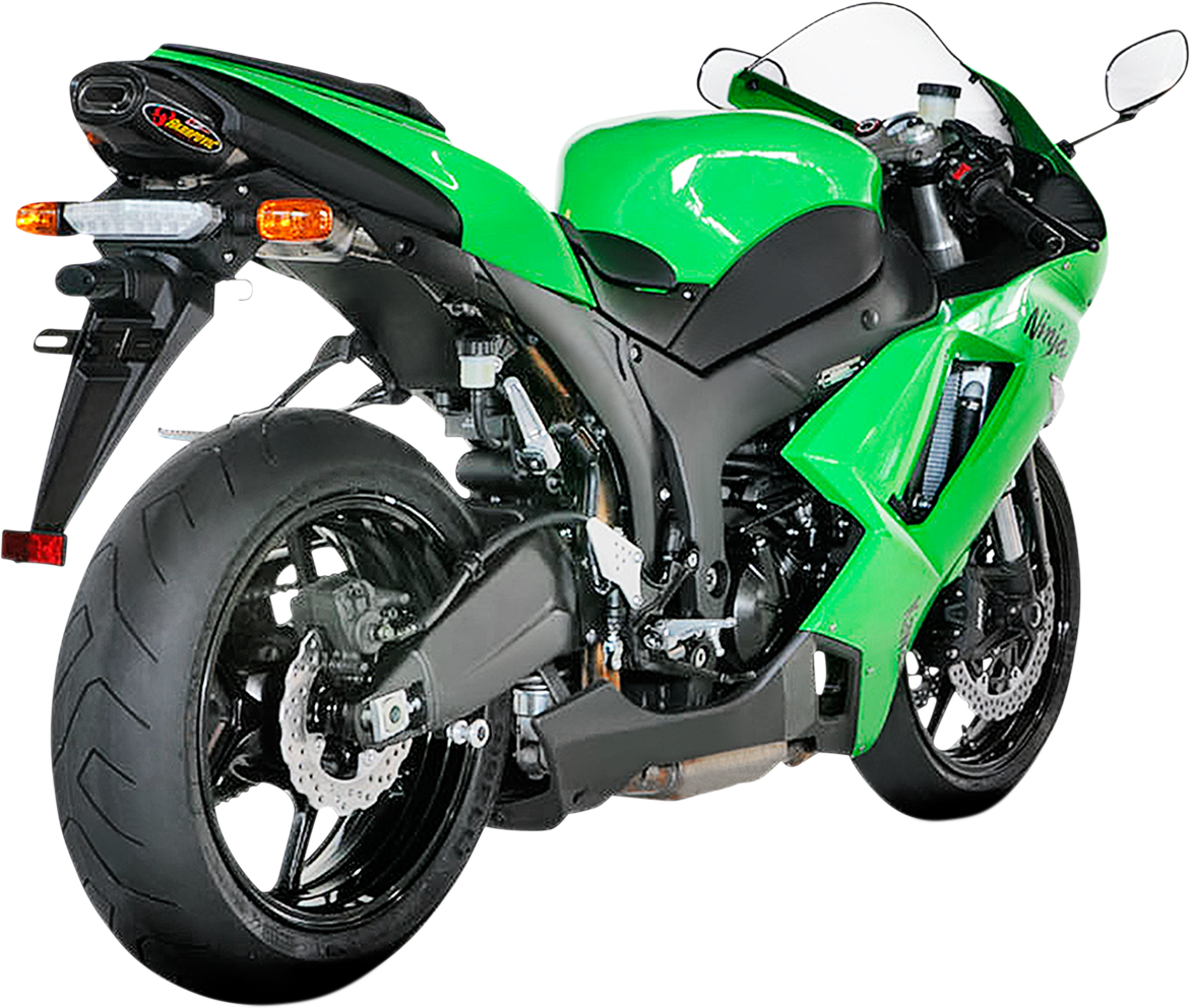 Kawasaki ZX6R 2007-2008 Exhaust Akrapovic Slip-On Muffler in Titanium and Carbon Fiber S-K6SO5-HACT