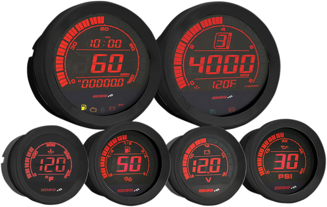 Kit de manómetros KOSO NORTH AMERICA HD-02 de 6 piezas - Negro BA050907
