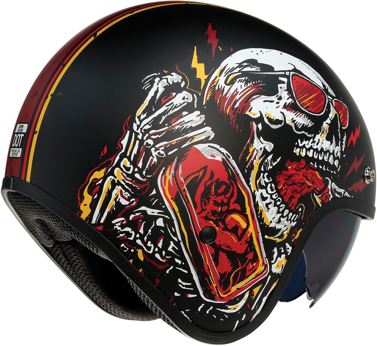 Casco de motocicleta Saturn Z1R - Devil Made Me - Negro/Rojo - Grande 0104-2819