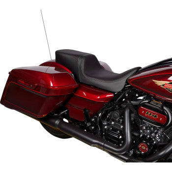 DRAG SPECIALTIES Predator 2Up Seat - Solar Leather - Black - Smooth - FLH '08-'23 0801-1495