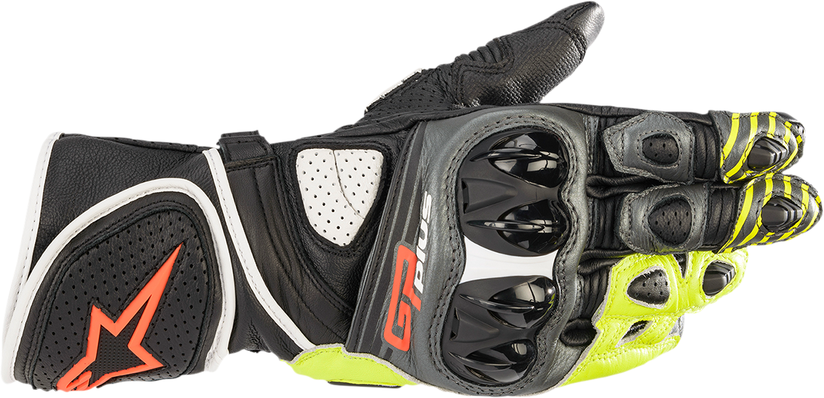 Guantes ALPINESTARS GP Plus R v2 - Gris metalizado/Negro/Amarillo fluo/Rojo fluo - Grandes 3556520-9135-L