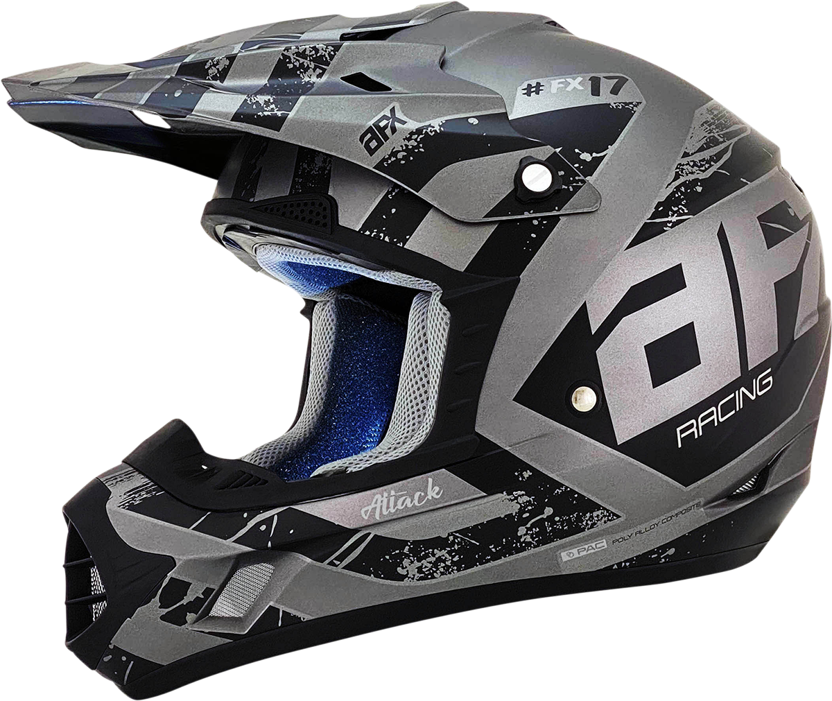 Casco de motocicleta AFX FX-17Y - Attack - Gris escarcha/Negro mate - Talla grande 0111-1398