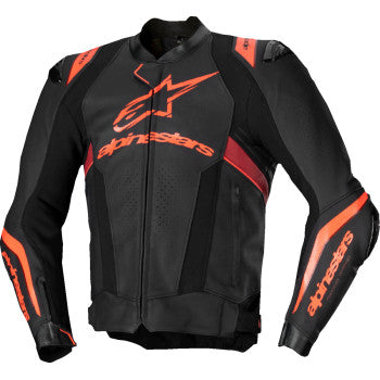 Chaqueta de cuero ALPINESTARS Missile v3 Ignition - Negro/Rojo Fluo/Rojo Oscuro - Talla 46 EE. UU. / 56 UE 3100325-1365-56