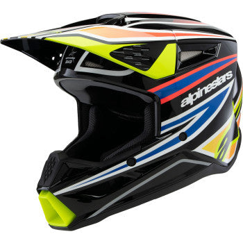 Casco de moto juvenil ALPINESTARS SM3 - Wurx - Negro brillante/Amarillo fluorescente/Azul/Rojo - Talla pequeña 8302025-1574-YS