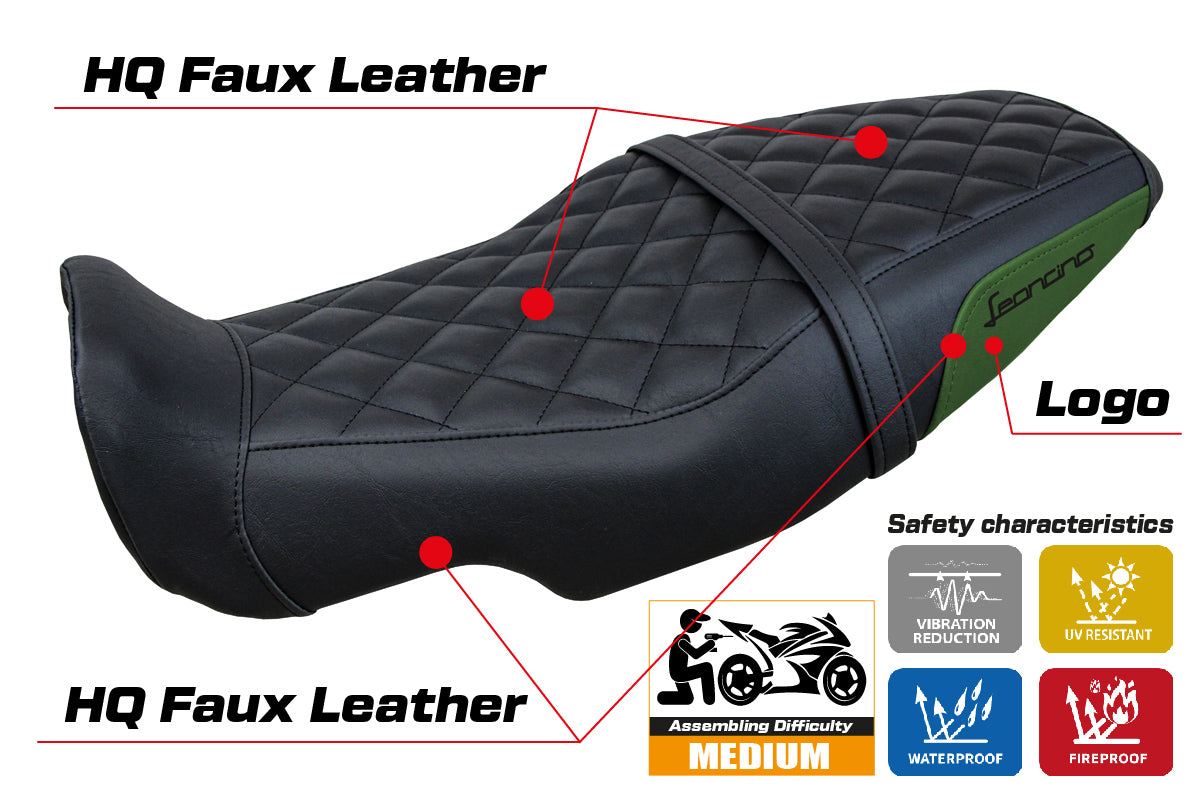 Benelli Leoncino 800 2022-2025 Seat Cover Tappezzeria Italia TPZ in Army Green and Black