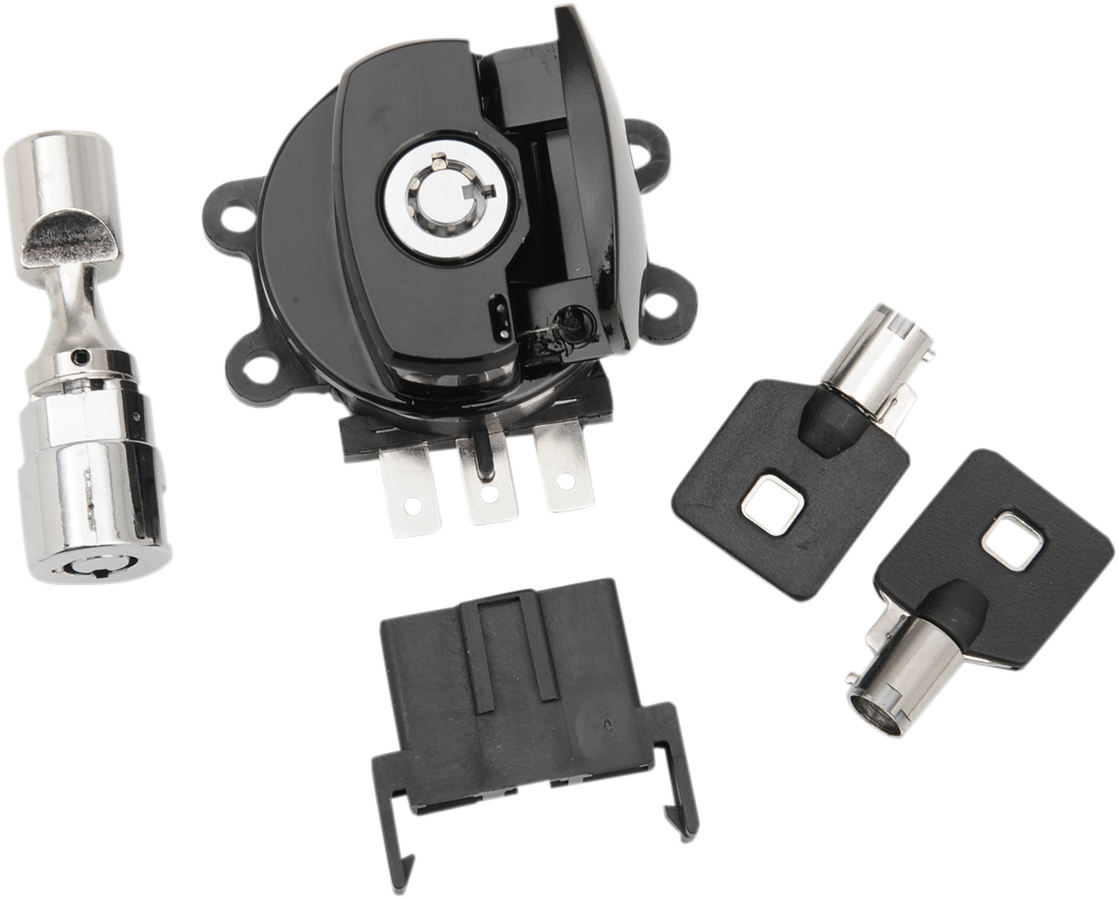 Interruptor de encendido con bisagra lateral y bloqueo de horquilla DRAG SPECIALTIES - Negro brillante 21-0209GBK