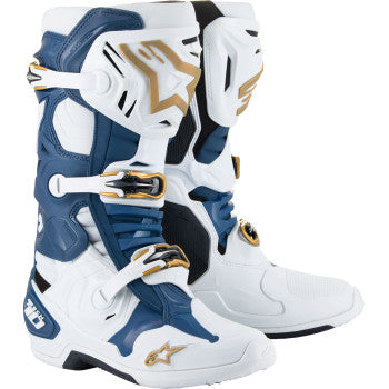Botas ALPINESTARS Arlington LE Tech 10 - Blanco/Azul/Dorado - Talla 10 de EE. UU. 2010020-262-10