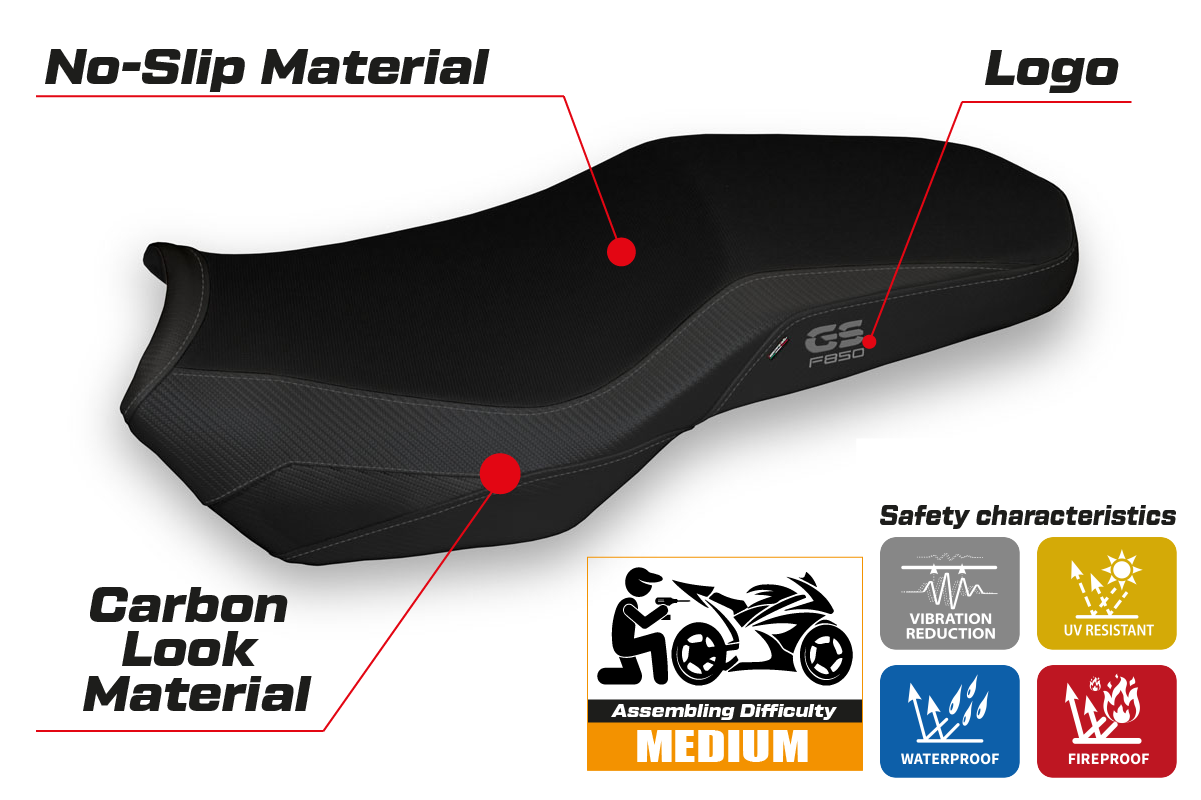 BMW F850GS Adventure 2019-2024 Seat Cover Tappezzeria Italia TPZ in Black