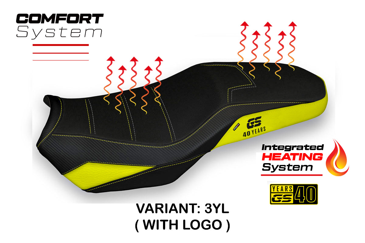 Funda de asiento calefactable Comfort Tappezzeria Italia TPZ para BMW F850GS 2019-2024 en amarillo y negro